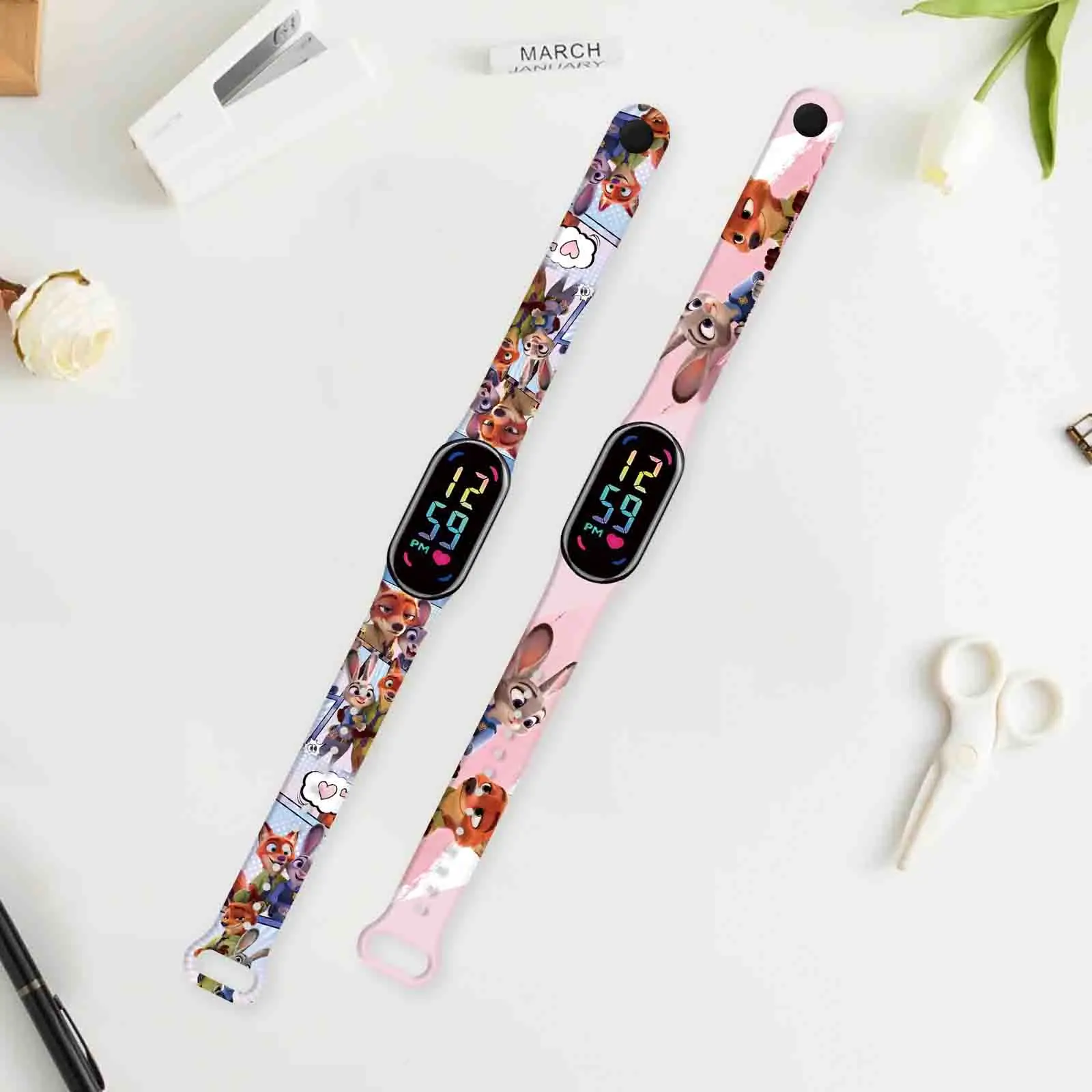 Tali Jam Tangan Resmi Berlisensi Disney Zootopia 2 untuk Xiaomi Mi Band 10/9/8, Tali Silikon Tipis Lembut Motif Kartun, Hadiah untuk Anak-Anak