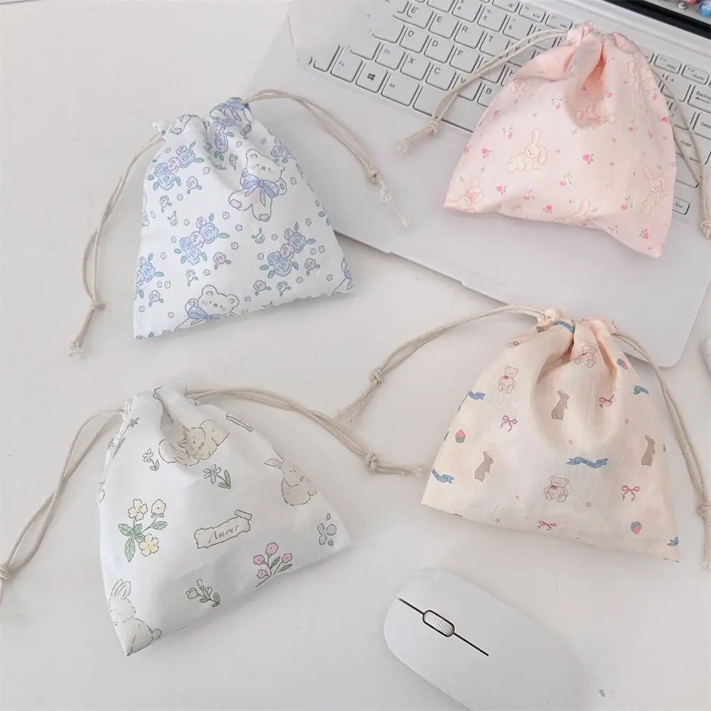 3 pçs/set kawaii cordão saco de armazenamento impressão moeda bolsa portátil sacos de higiene compõem bolsa saco grande capacidade