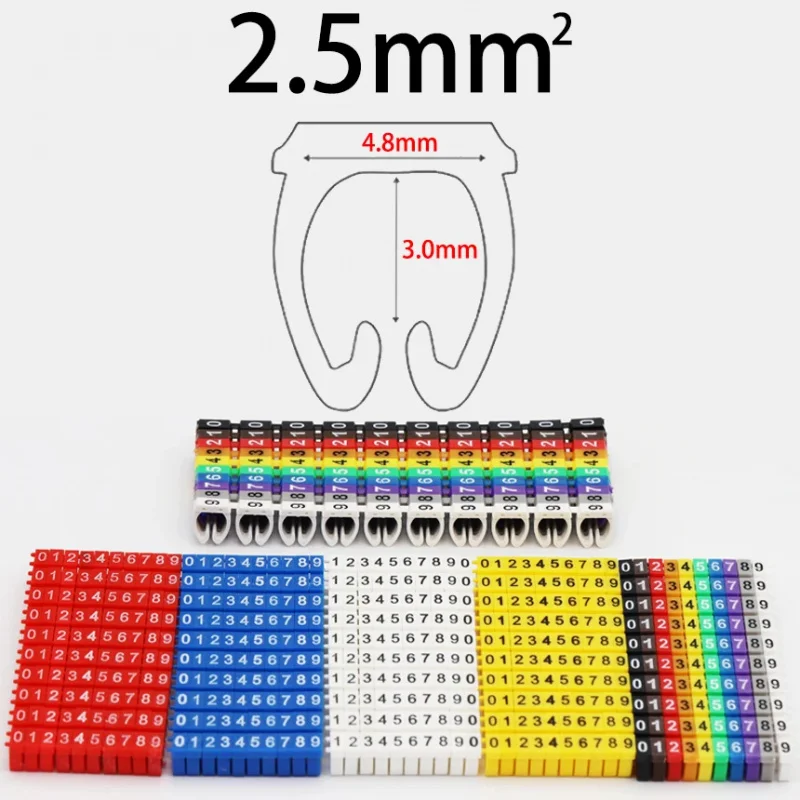100/200Pcs Cable Markers Colourful C-Type Marker Number Tag Label For 2-3mm Wire Conspicuous And Easy To Identify