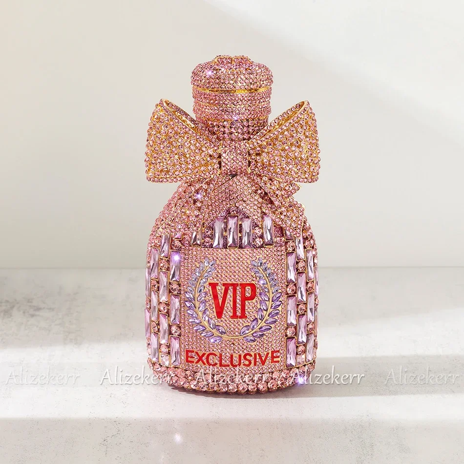 Alizekerr Champagne Bottle Shaped Crystal Clutch 5
