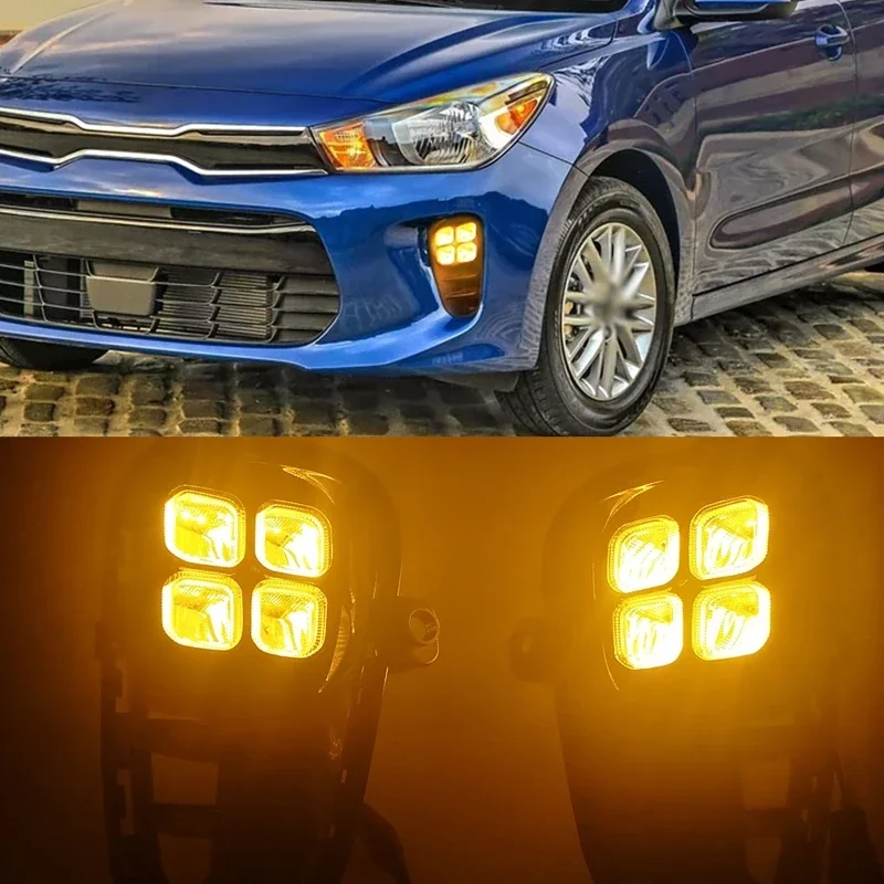 2pcs/set Car LED Daytime Running Lights Fog Lights with Harness for Kia RIO 2017-2020