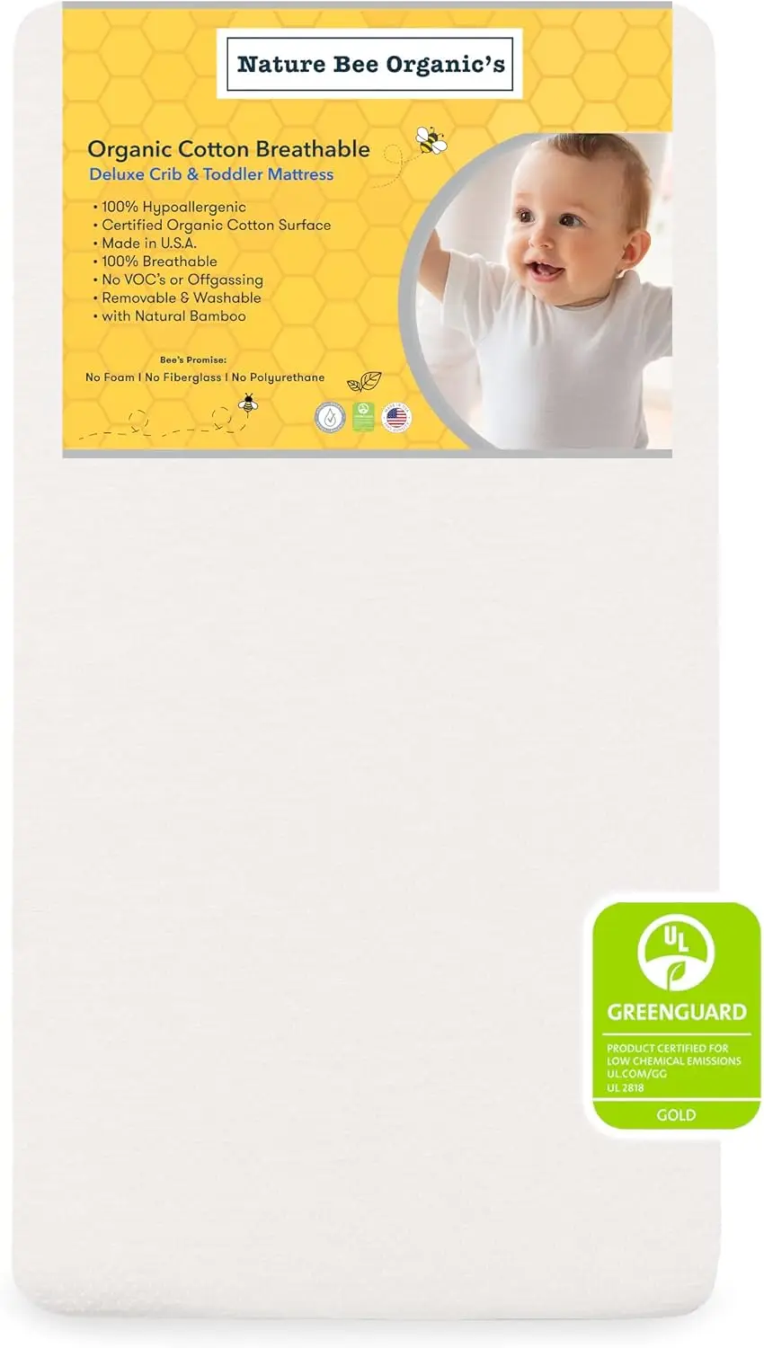 

Toddler Mattress 100% Breathable GreenGuard Gold Certified 100% Hypoallergenic I 5" Crib Mattress