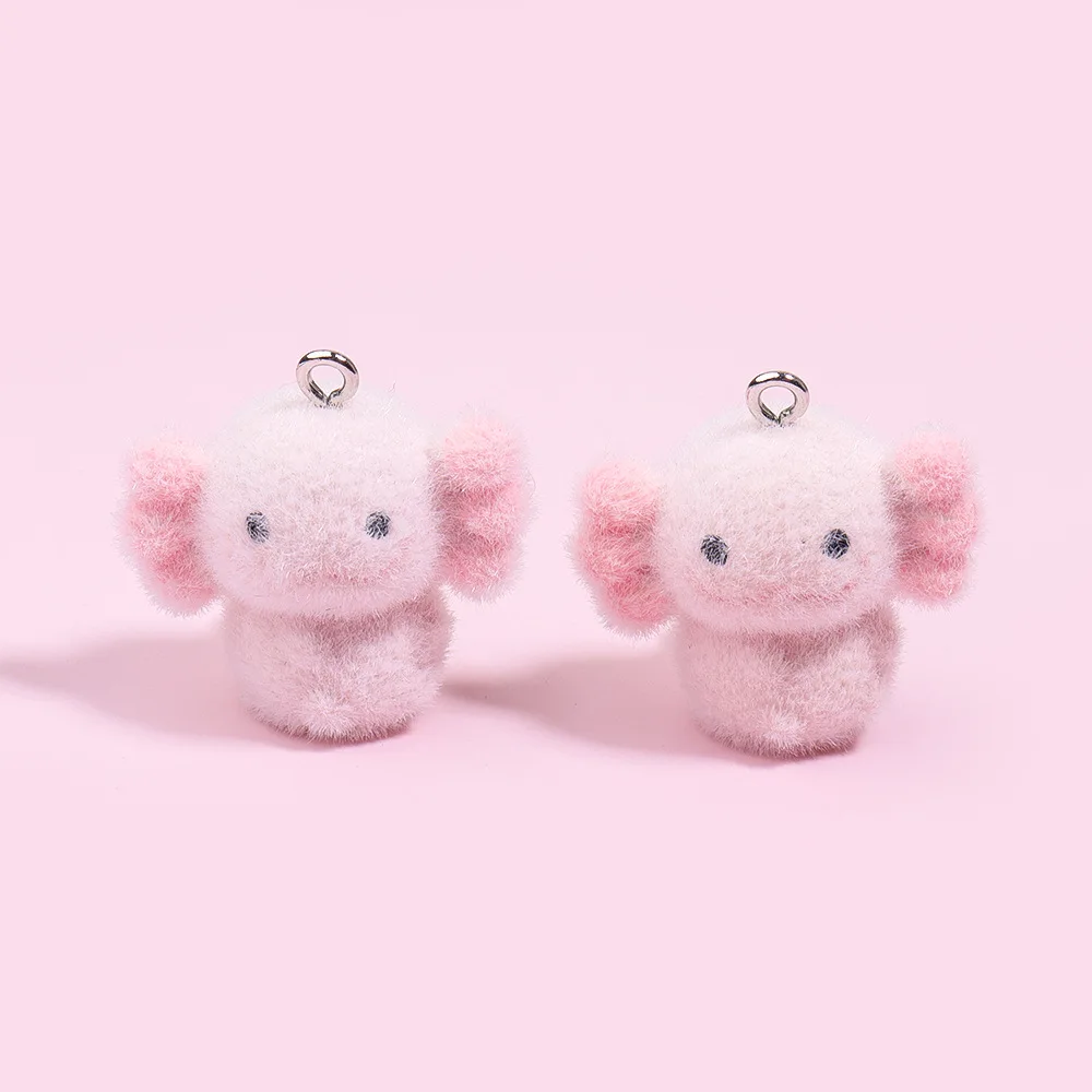 10Pcs 3D Flocking Animal Pendant Cartoon Plush Dolls Charms for Necklace Keychain Making DIY Handmade Accessories Wholesale