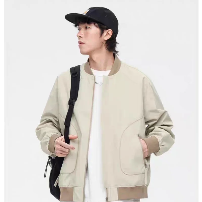 

EiAO Jacket Baseball Collar Men Women Patchwork Loose Fit Casual Coat Waterproof Windproof Couple's Streetwear for Outdoor 202