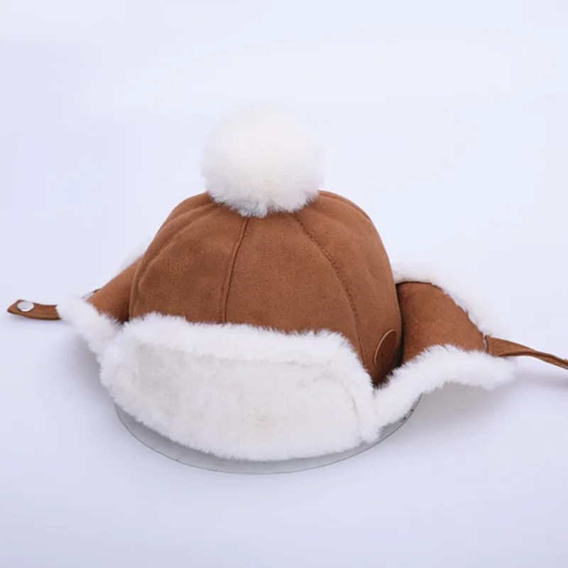 Baby Winter Ear Protection Hat Cute Newborn Infant Lamb Fleece Warm Cap Solid Color Outdoor Windproof Boy Girl Earmuffs Beanie