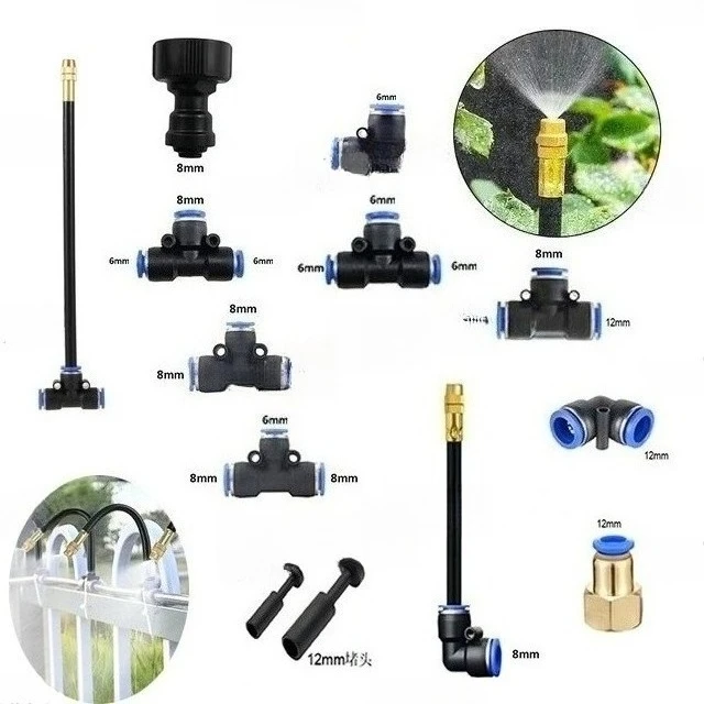 

Automatic Watering System Connectors Adapters Tees Elbows Straight Fittings for Irrigation Humidification Cooling NonClogging