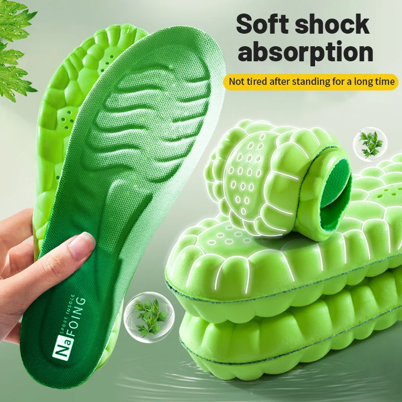 Sport Insoles 4D Latex Super Soft High Elasticity Shoe Pads Anti-pain Deodorant Cushion Arch Support Running Insoles Foot Insole