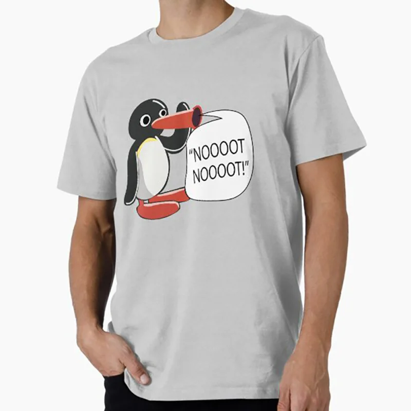

0330 Noot Noot Pingu Meme Gift t shirt for men Funny cartoon Graphic Clothes 100% cotton printed Y2K clothing Large size tee