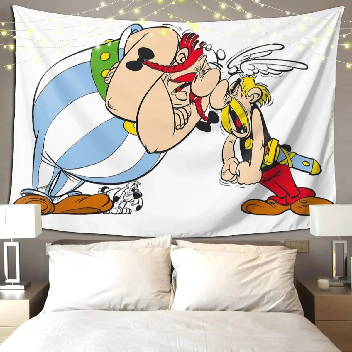 Asterix And Obelix Dogmatix Tapestry Art Wall Hanging Aesthetic Home Decor Tapestries for Living Room Bedroom Dorm Room