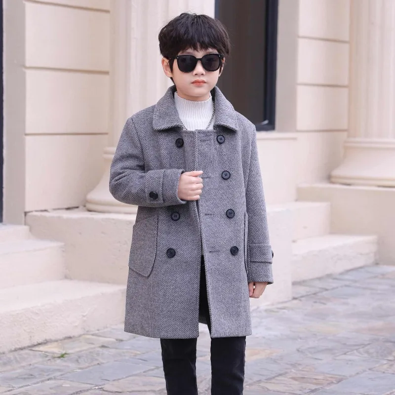 2025 Spring Autumn New Boys' Thickened Wool Coat Cotton Kids