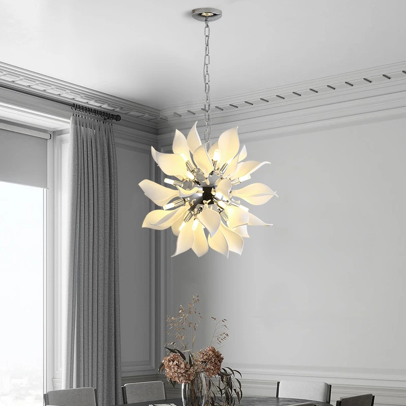 Chandliers Luxury Modern Lamp Pendant Lamp Ceiling White Ceramic Petal Chandelier For Room Shop Use Hanging Decoration Light