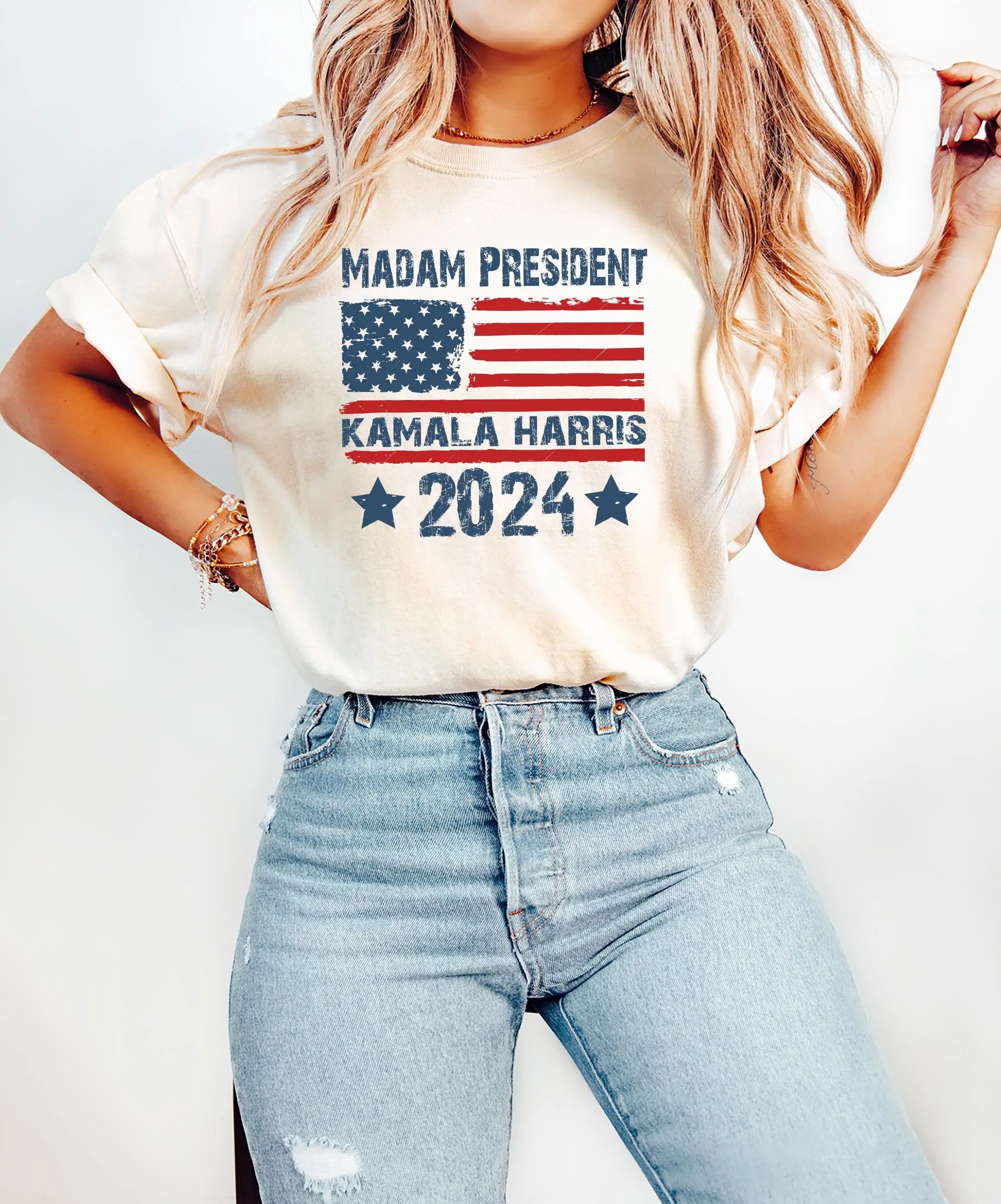 Madam President T Shirt Kamala Harris 2024 Girl Power Women'S Rights Potus Campaign