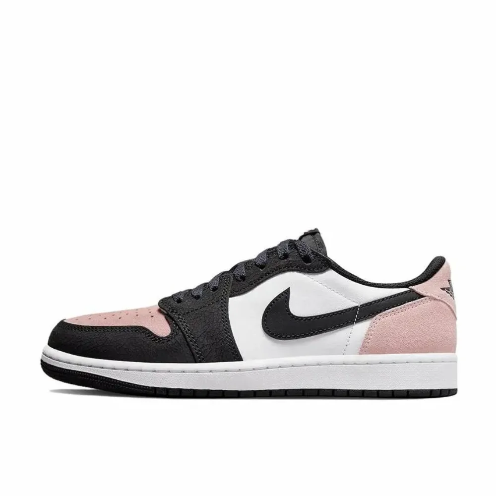 Nike Black Pink Colorway Air Jordan 1, низкие удобные легкие баскетбольные кроссовки, модные трендовые повседневные мужские кроссовки