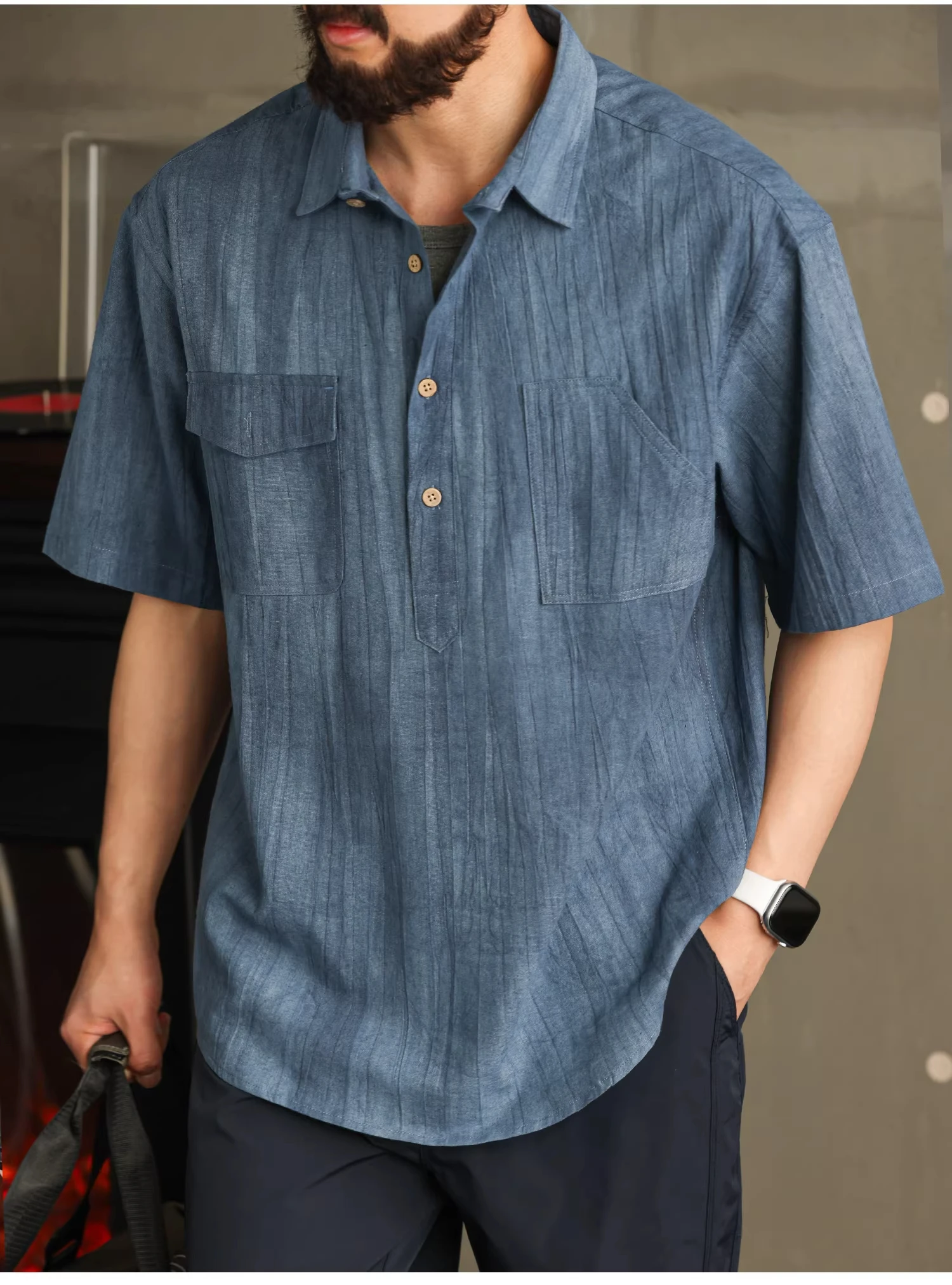

Large Size Luxury Retro Cotton Linen Texture ort Sve Men's Summer Casual Loose irt Breathable Comfortable Youth T...