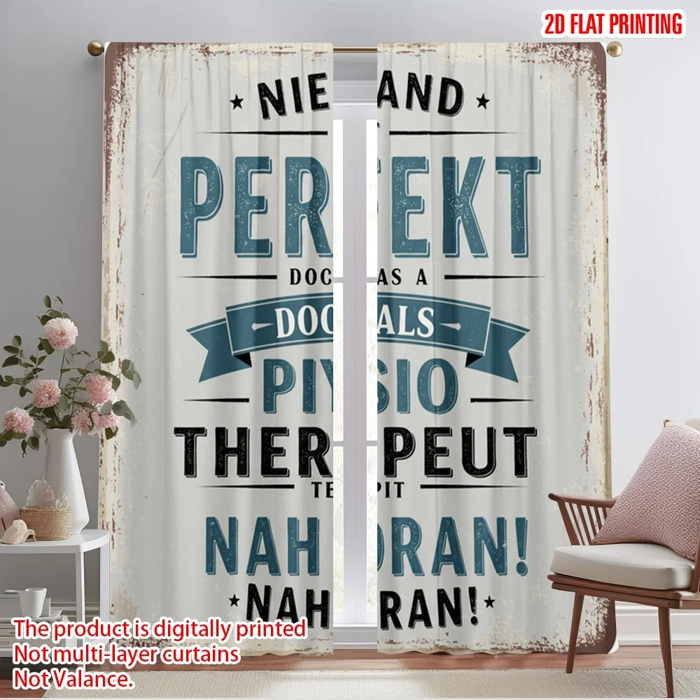 

2pcs 2D flat printing Party Window Curtains Physiotherapist Dammit Close Enough Fabric Without Electricity Birthday Party