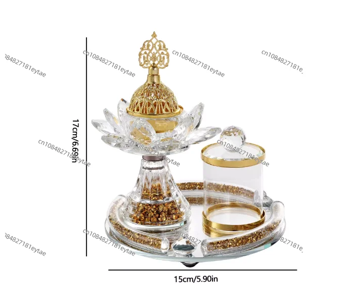 

Crystal glass incense burner set Arabian luxury diamond incense burner stick for family wedding Ramadan decoration