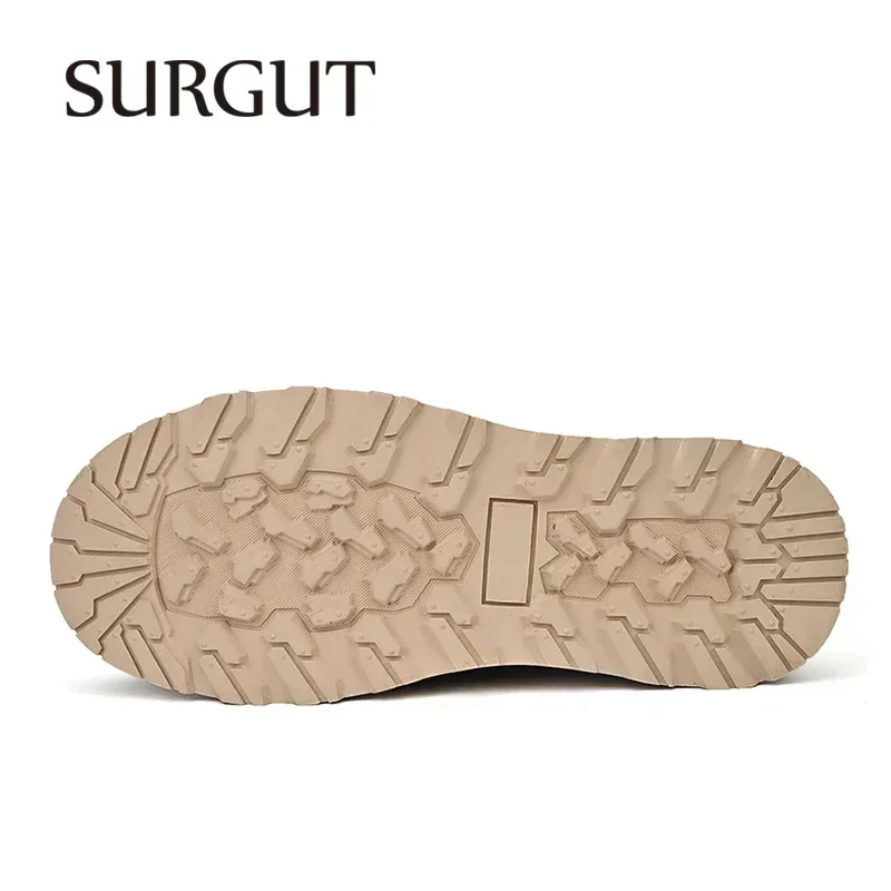 SURGUT Men Retro Casual Leather Flats 2026 New Fashion Handmade High Quality Lace-Up Casual Men Working Shoes Big Size 46