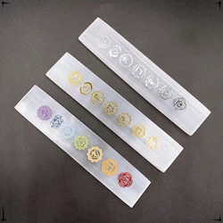 150MM Natural 7 Chakra Selenite Plate Chakra White Gypsum Plate Healing Stone Charging Mineral Mineral Specimen Home Decor Gift
