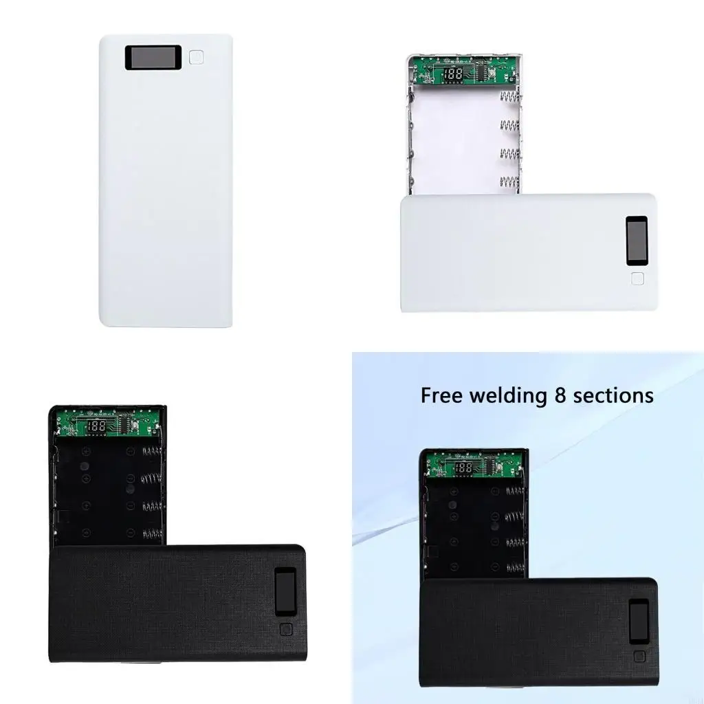 193A 8Bay 18650 Battery Case Container PowerBank Frame AntiScratch ABS Construction Shell Easy Battery Replacement Systems