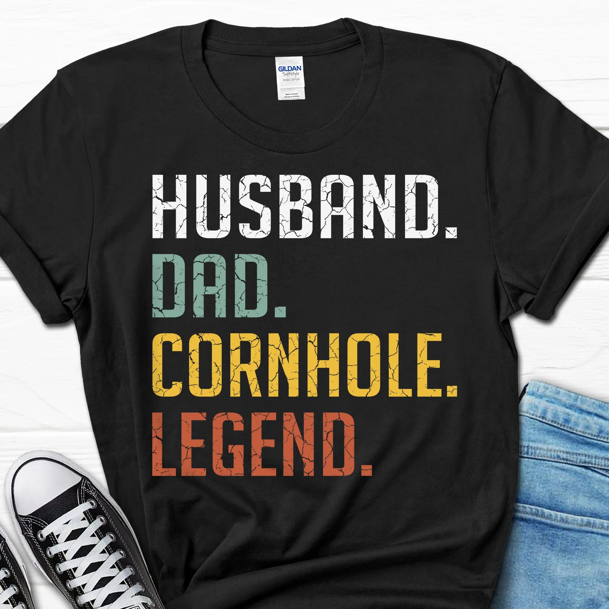 Funny T Shirt for Cornhole Player Husband Dad Legend Corn Hole Men Him