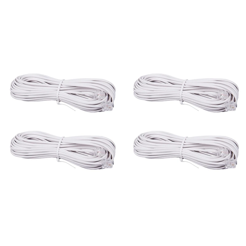 【Горячая】4 шт., 10 м, удлинительный кабель для телефонного разъема RJ11, белый
