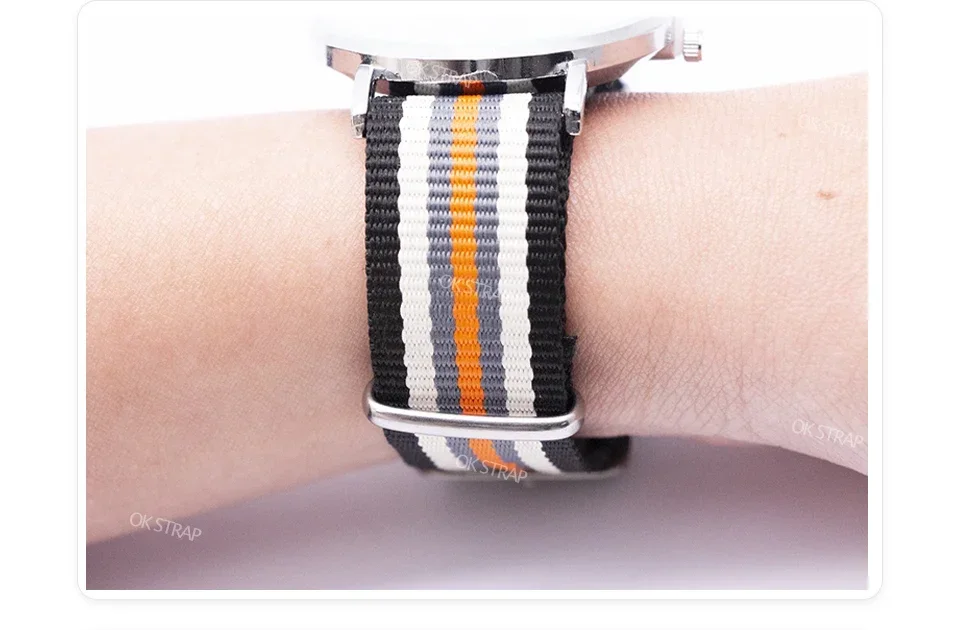 Strapazierfähiges, gestreiftes Nylon-Armband im Armband-Stil, 18 mm, 20 mm, 22 mm, 24 mm, universelles Armband für Sport- und Freizeituhren – Detail 17