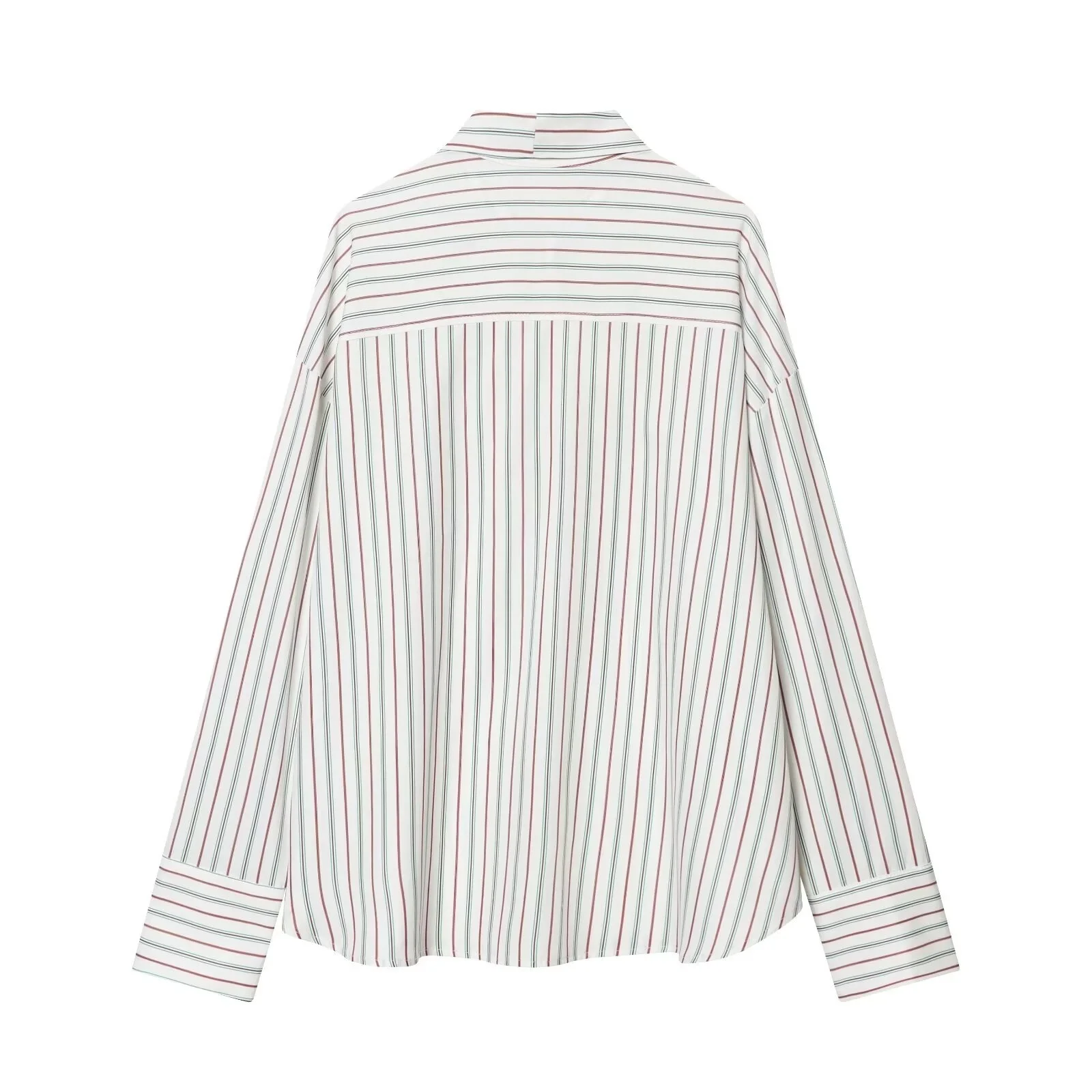 Withered Long Sleeved Drape Striped Scarf Shirt Woman Clothes Shirts & Blouses Women's Clothes Shirts Tops