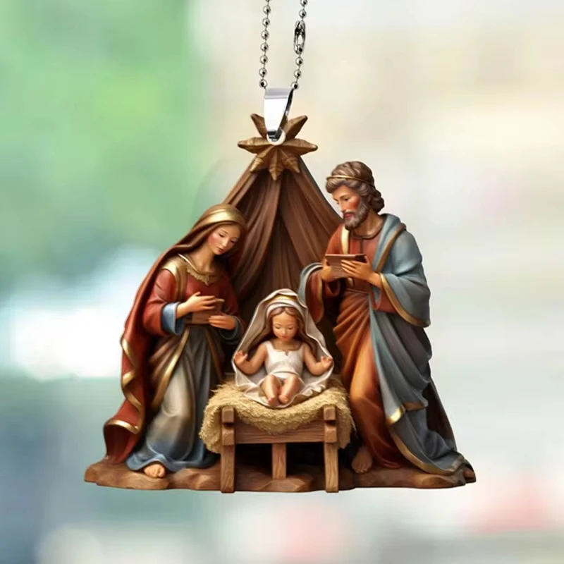 Christmas Nativity Scene Ornaments The Birth of Jesus Decor Nativity Scene 2D Acrylic Pendant Ecoration Car Xmas Tree Party2025