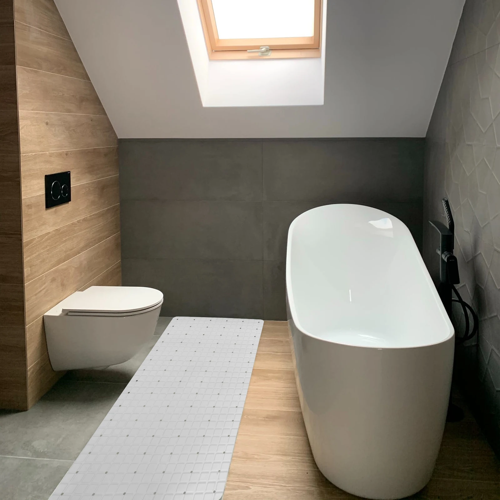 

Bathroom Non-Skid Mat Suction Cup Hollow Splicing Waterproof White PVC Eco-Friendly Anti-Slip Kitchen Toilet Swimming