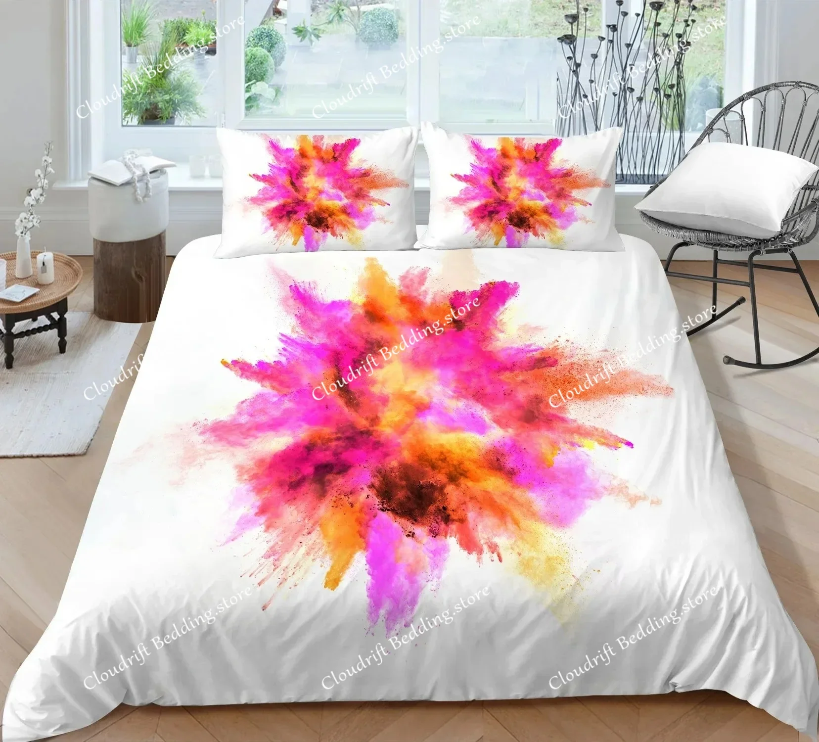 Abstract Duvet Cover KingQueen Size,colorful Splash Ink Watercolor Paint Splatters Liquid Art Bedding Set for Boys Girls,black 4