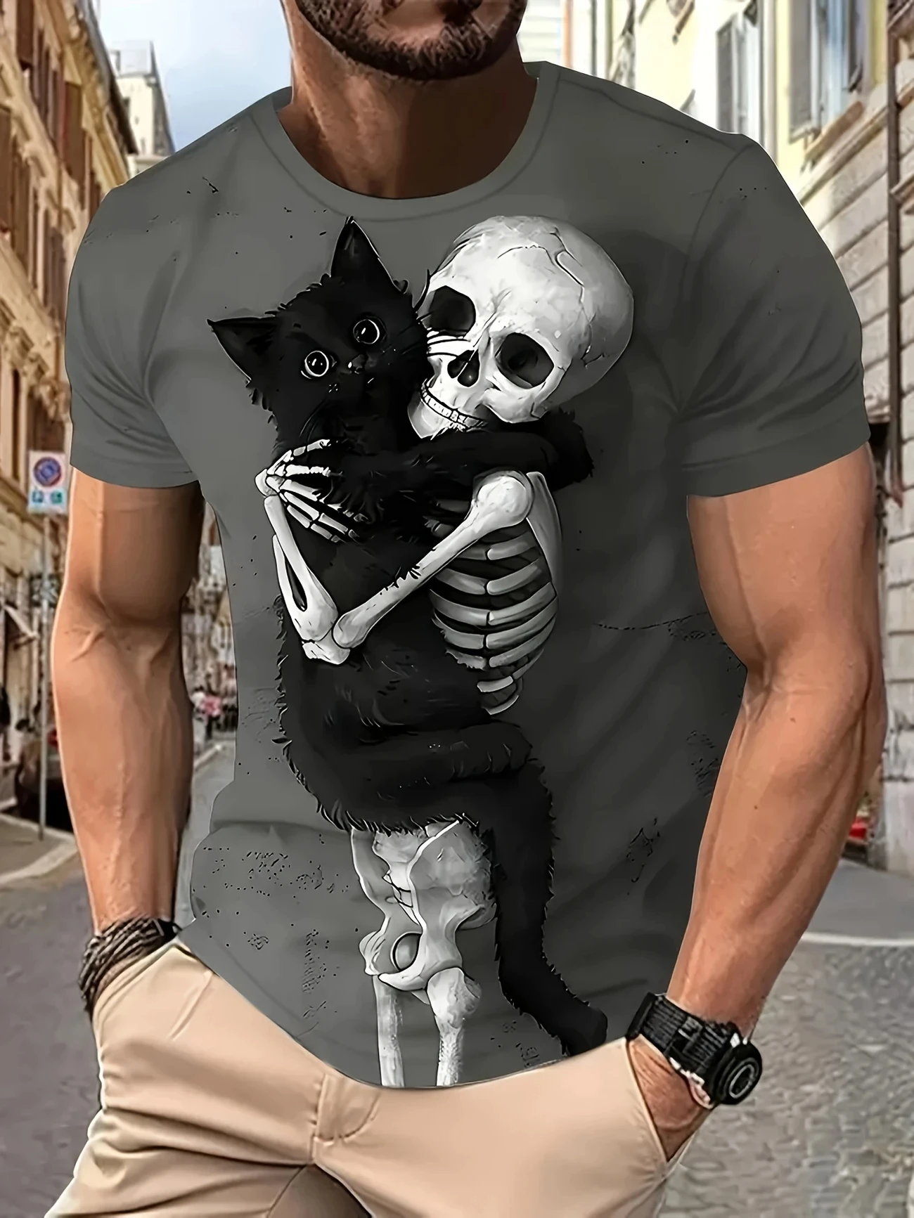 

Vintage Horror Skull 3D Print Men's T-shirt Summer Classic Casual O Neck Short Sleeve Fashion Loose Oversized Tops Tee Shirt Men