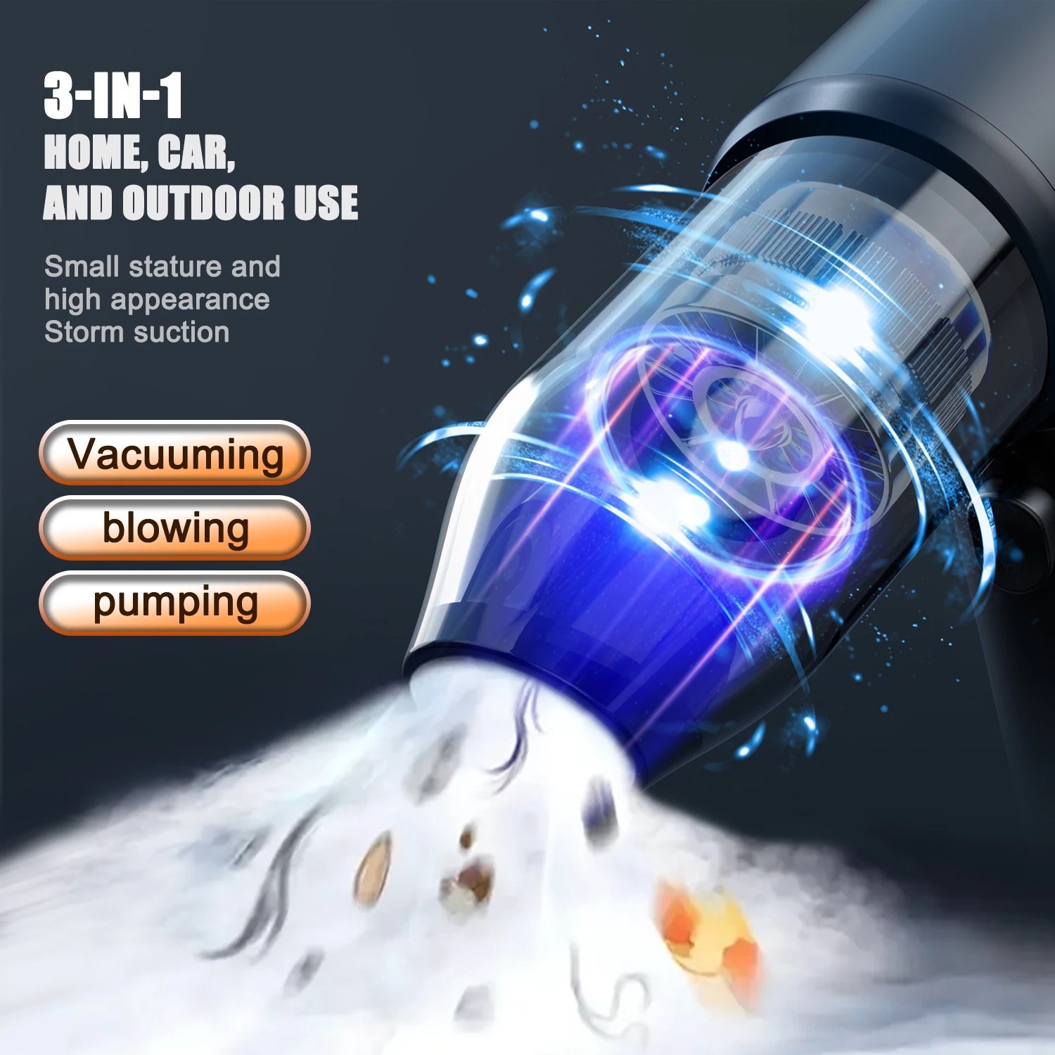 

5 в 1 Многофункциональный беспроводной мощный автомобильный пылесос Портативный пылесос с высоким ветром Автомобильный очиститель Инструмент для кемпинга 2025Новый