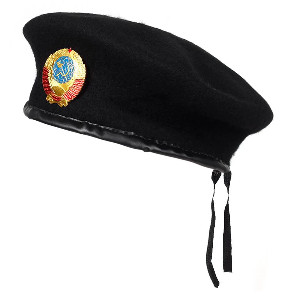 Unisex-Baskenmütze mit CCCP-Nationalemblem-Brosche für Männer und Frauen, Malermützen, Herbst-Winter-Warme Baskenmützen, Flache Kappen – Detail 2