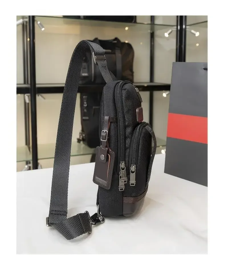 Men's Professional Crossbody - Structured Nylon Chest Bag with Leather Accents for Business Casual 222402