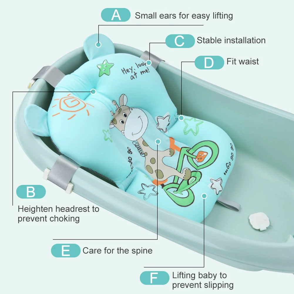 Cute Universal Bath Pillow Seat Safe Baby Bath Support Sit Non-Slip Floating Bathing Cushion Pad Mat for Baby Infant 0-12 Months