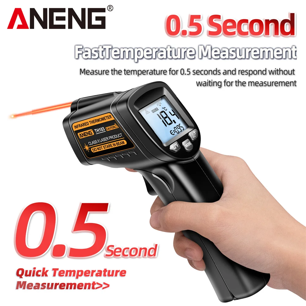 ANENG TH103 Digital Infrared Laser Thermometer Industrial Temparature Gun Backlight Screen Temperature Meter Non-contact Tools