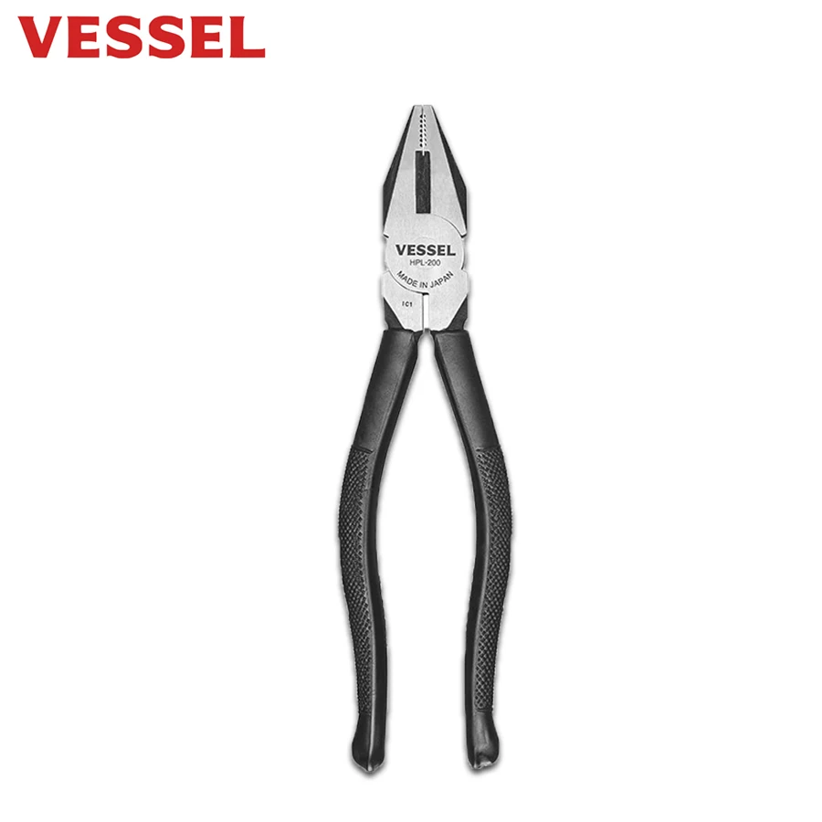 VESSEL Electrical Wire Cutter Pliers Flat-Nose Pliers Strong Steel Wire Pliers 8-Inch HPL-200