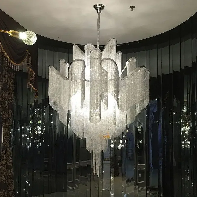 Modern LED Flower Tassels Ceiling Chandeliers Living Room Hall Staircase Large Hanging Light Duplex Building Villa Pendant Lamp