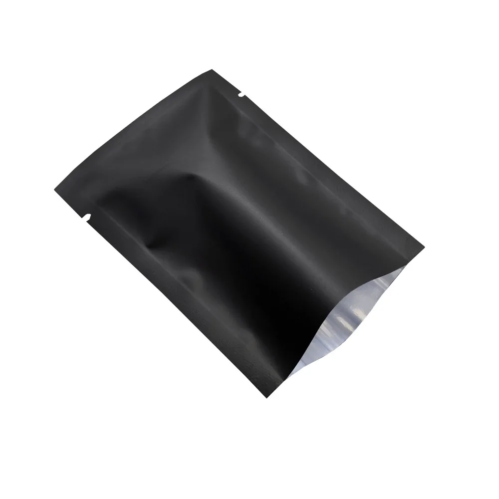 500pcs Matte Black Package Food Aluminum Foil Bags Heat Seal Vacuum Storage Powder Tean Snack Candy Aluminized Foil Pouches