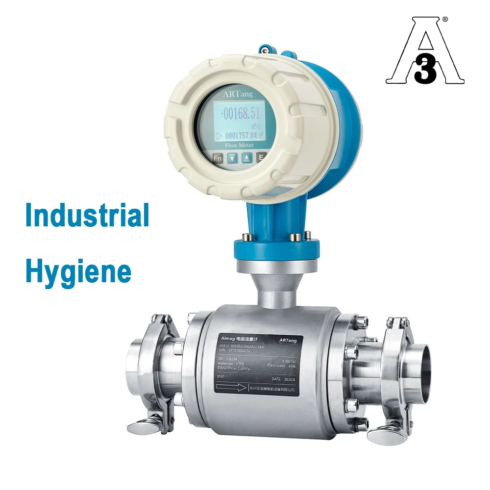 

3-A Sanitary Standards SS316 Milk Beer Beverage Food Drink Industry Clamp Magnetic Flowmeter Hygienic Electromagnetic Flow Meter