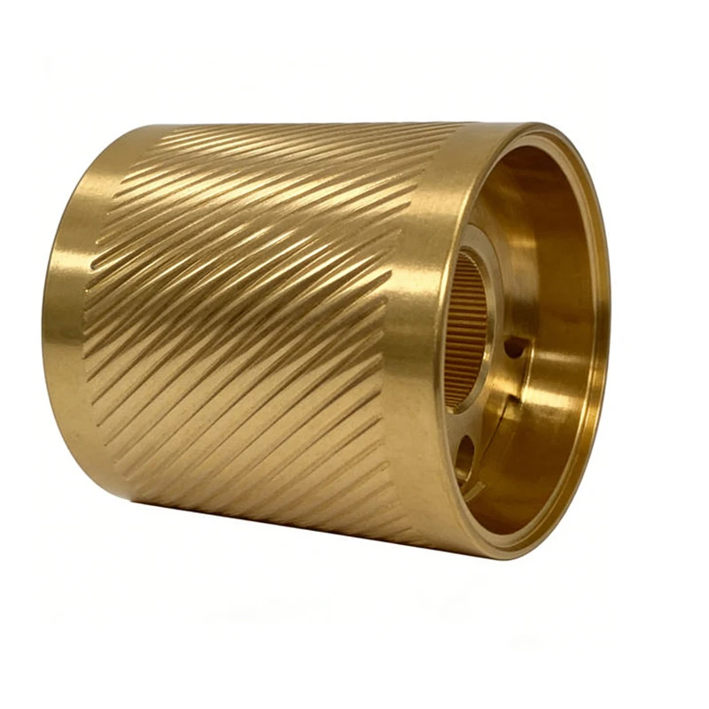 Precision CNC Machining Custom 3D Milling Broaching Turning Custom CNC Machined Diagonal Knurl Brass Spline Drive Roller