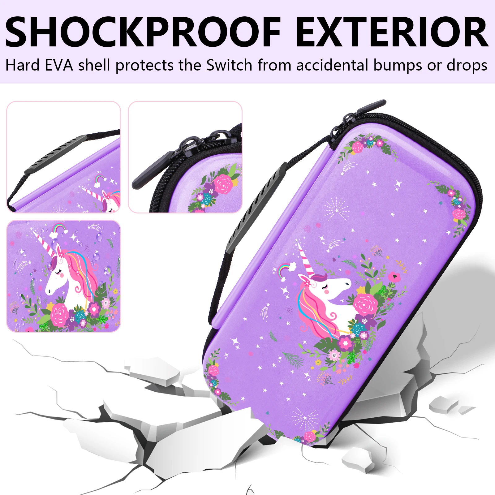 Bolsa de almacenamiento de unicornio para Nintendo Switch, bolsa de transporte de viaje, funda protectora para consola de juegos, accesorios para