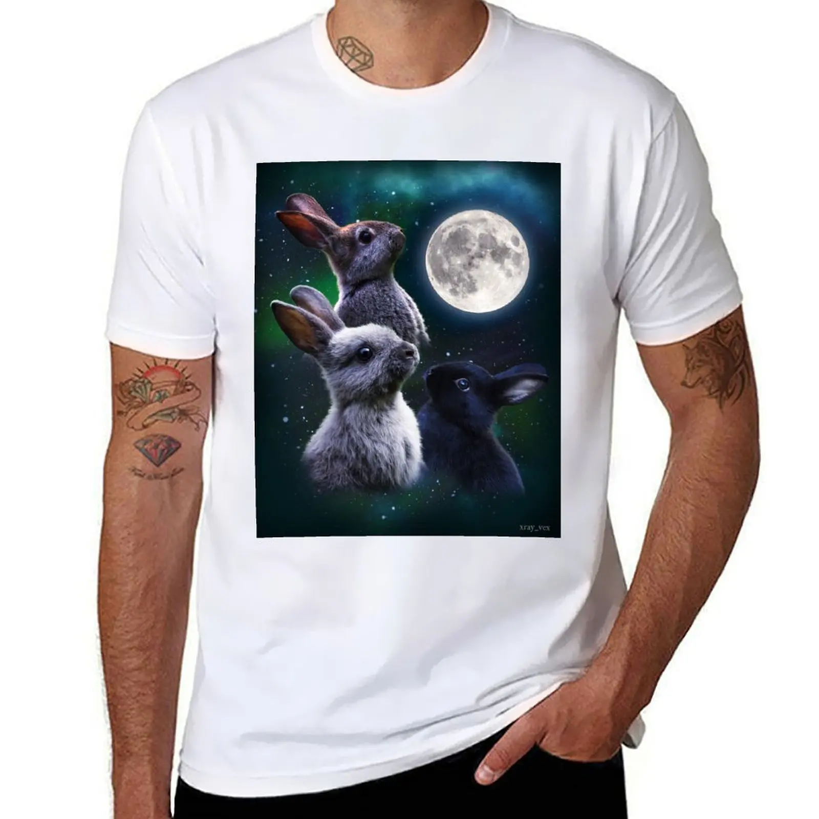 

Three Bunny Moon (New Best Friends) T-Shirt t shirts for man graphic vintage t shirts with prints T-Shirt