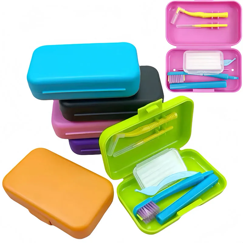 

Dental Toothbrush Box Portable Travel Toothbrush Orthodontic Cleaning Storage Case Interdental Brush Oral Cleaning Care Set