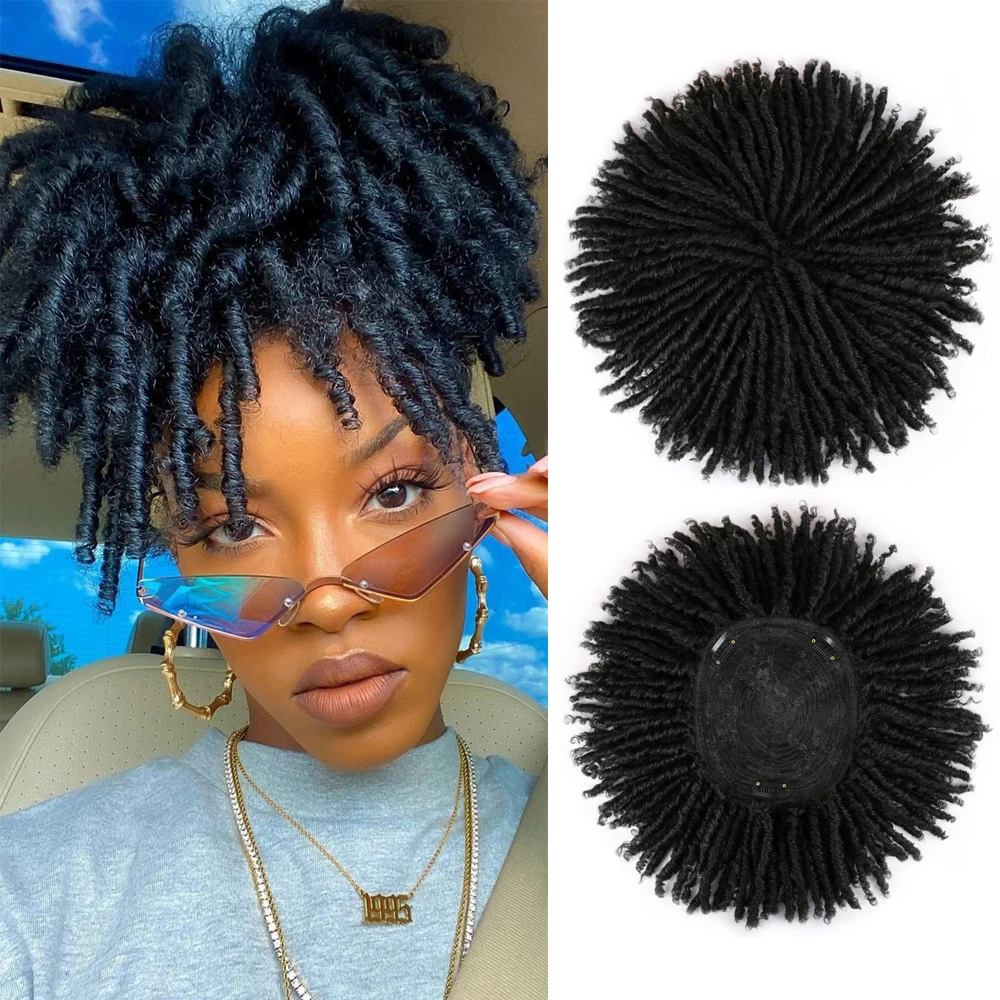 

Dreadlock Topper Wig With Clip In Braided Half Wigs Short Synthetic Dreadlocks Hair Pieces Toupee Afro Twist For Women and Men