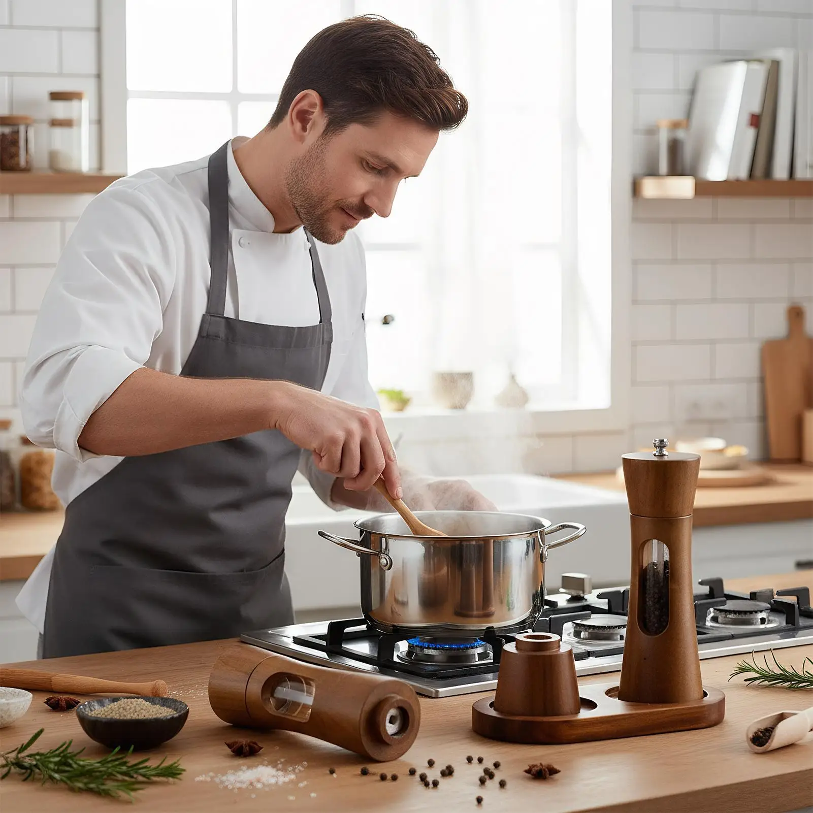 Salt And Pepper Grinder With Ceramic Rotor Kitchen Gadgets Salt And Pepper Mill Manual Tool Set For Seasoning Home Kitchen
