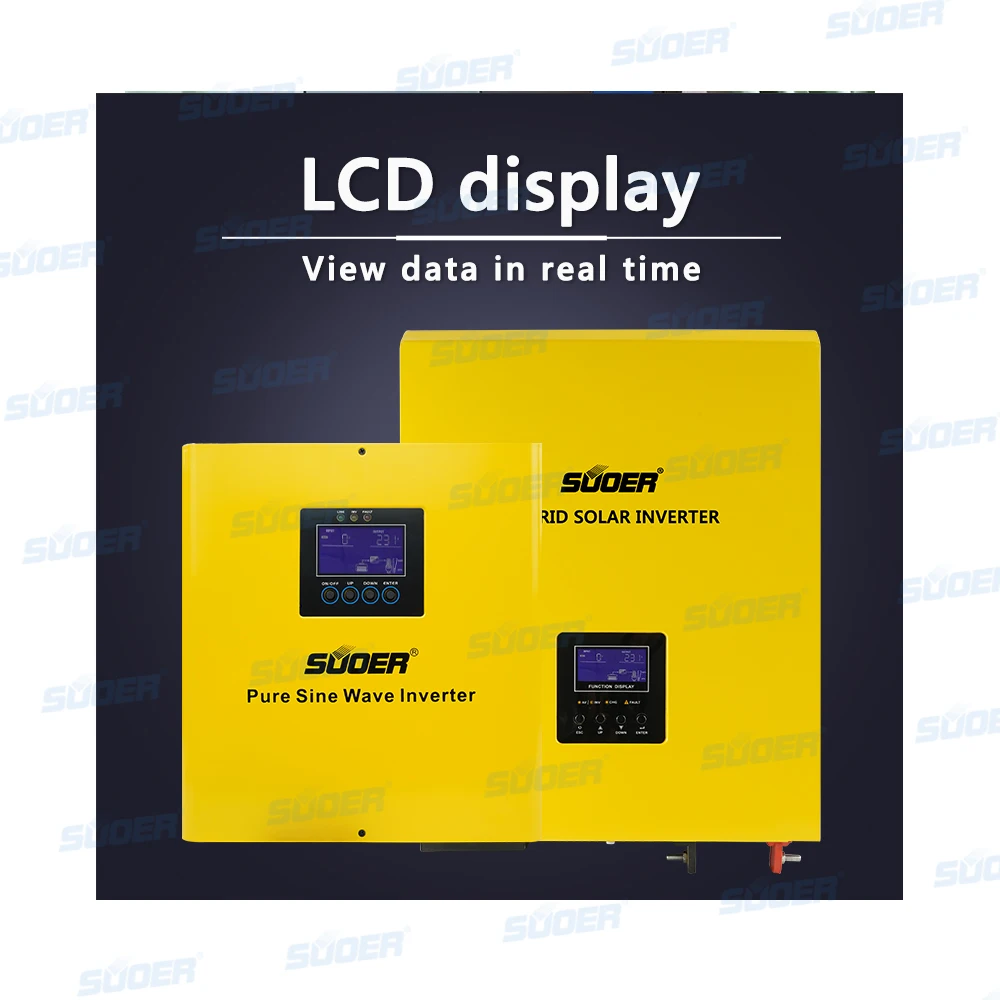 48 فولت 220 فولت تيار مستمر إلى التيار المتناوب 5KVA موجة جيبية نقية Mppt العاكس منخفضة التردد الهجين الشمسية العاكس