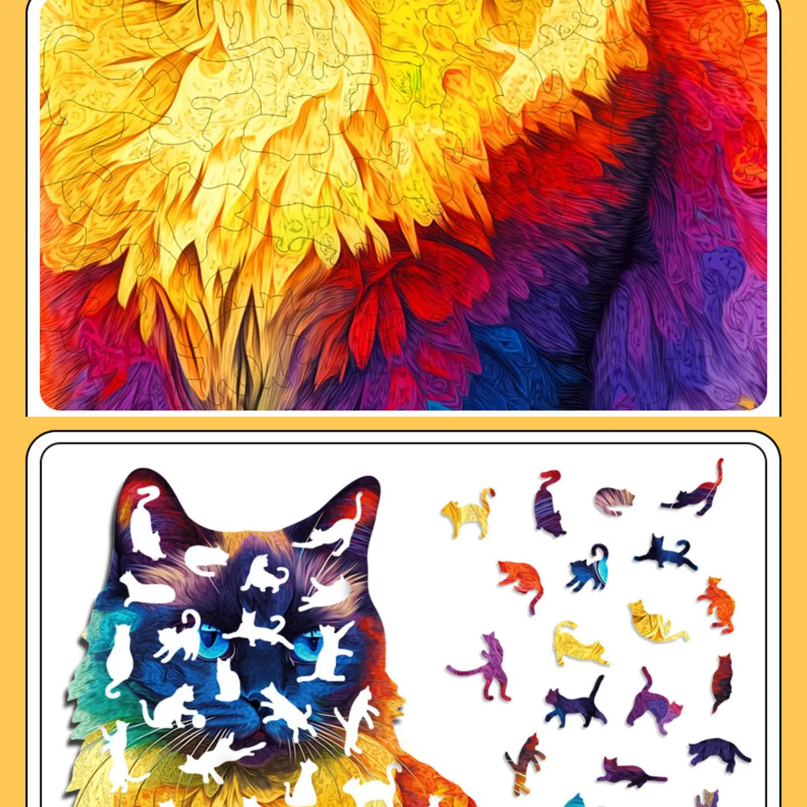 Puzzle di gatti in legno per adulti 201 pezzi Decorazione camera da letto Puzzle di animali irregolari per adulti Adolescenti Amanti dei gatti Collezionisti Famiglia