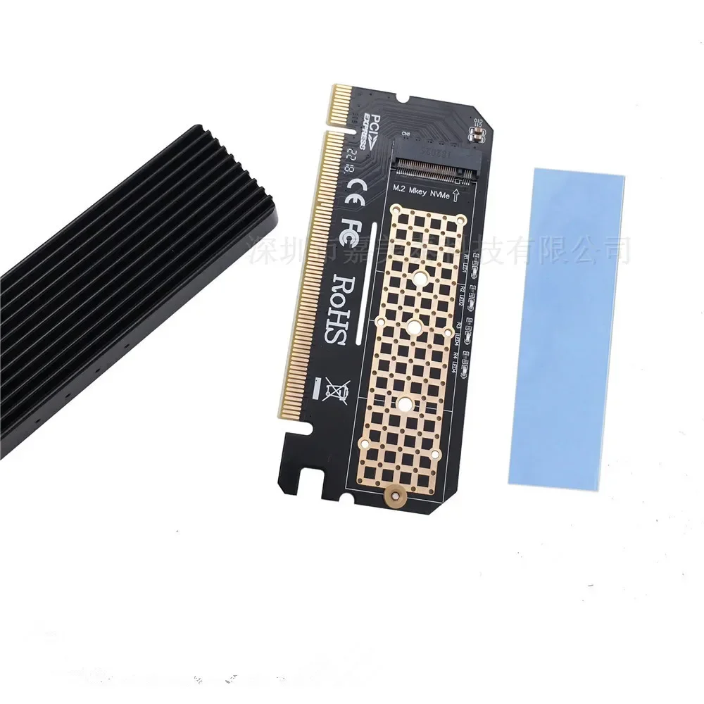 NGFF NVME 어댑터 카드, M.2-PCI-E 3.0 16X 컨버터 라이저, 하드 드라이브 박스 포함 알루미늄