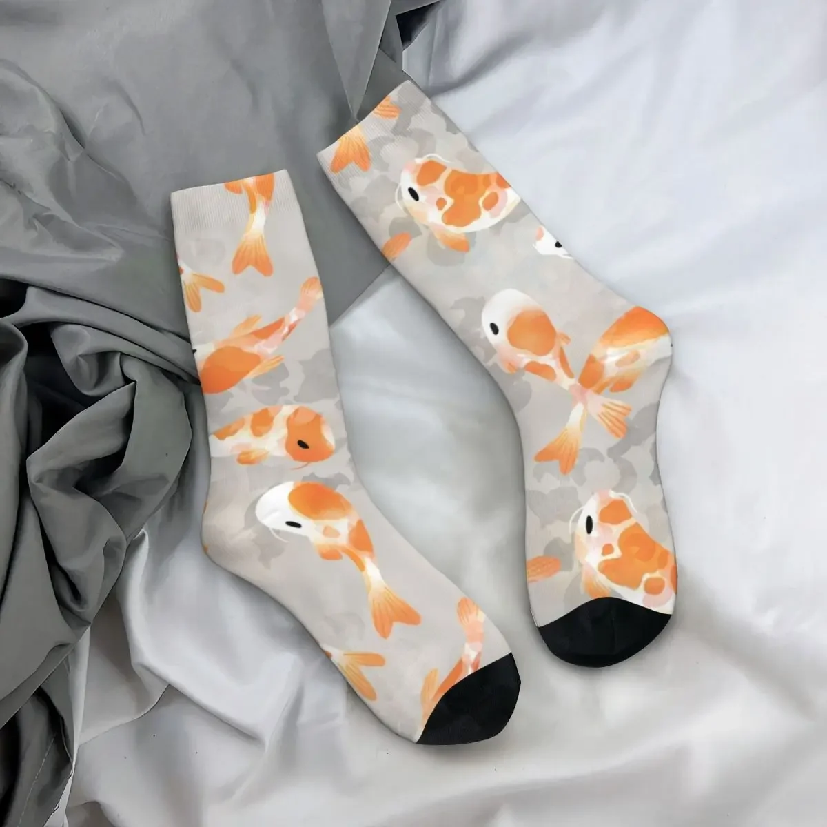 Calcetines de pez Koi japoneses Harajuku, medias Súper suaves, calcetines largos para todas las estaciones, accesorios para Unisex, regalo de cumpleaños